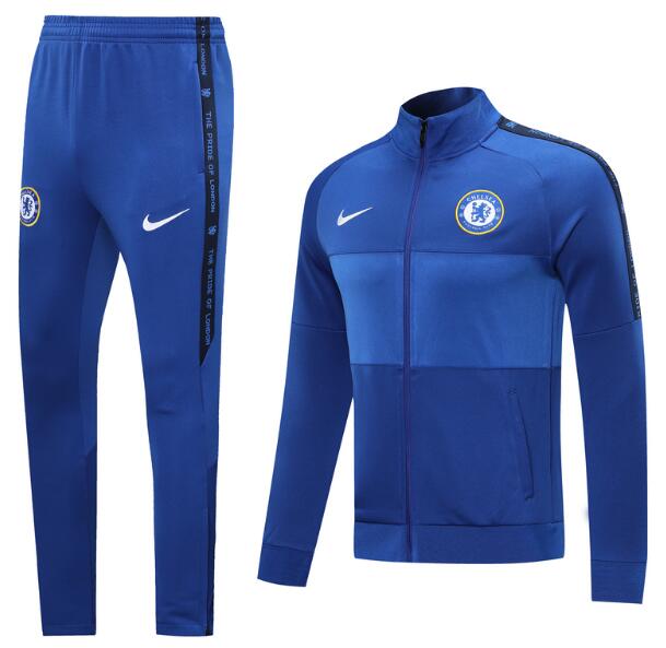 Chelsea Blue Text Training Jacket Suits with Trousers 2020/21